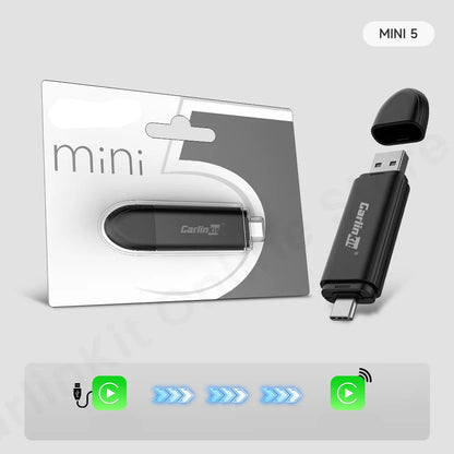 Carlinkit Mini 5 Pro – Adaptateur Sans Fil CarPlay & Android Auto | Version 2025